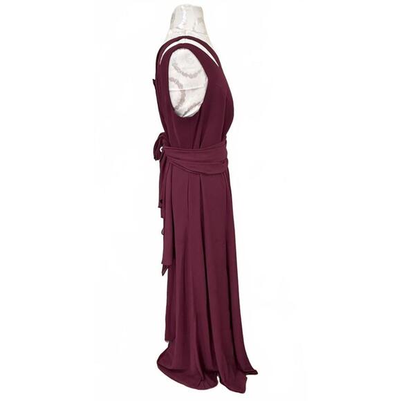 DB Studio Burgundy One-Shoulder Bridesmaid Dress & Free Sash - Size 16 - Picture 3 of 12